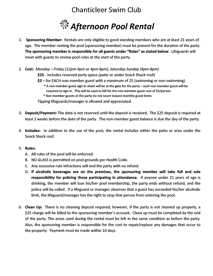 Afternoon Party Agreement page 1